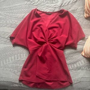 Elegant Red Twist-Front Top